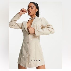 NWT St Genies Pearl Blazer Dress Stone